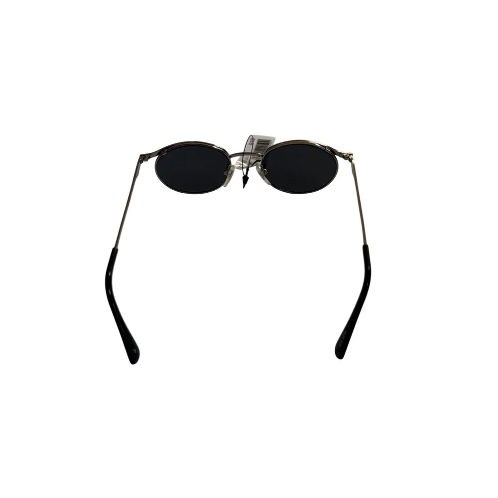 Vintage 90s Minimalist Oval Sunglasses | Gunmetal Metal Wire Frame Shades